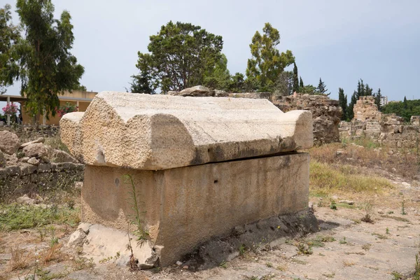 Sarcophage Nécropole Pneu Bass Des Restes Romains Tyr Tyr Est — Photo