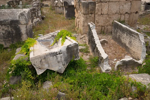 Restes Sarcophages Nécropole Pneu Bass Des Restes Romains Tyr Tyr — Photo
