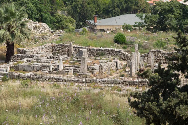 Templo Dos Obeliscos Vista Das Ruínas Romanas Byblos Byblos Líbano — Fotografia de Stock