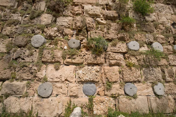 Detail Construction Technique Stumps Ancient Columns Castle Walls Byblos Castle — Stock Photo, Image