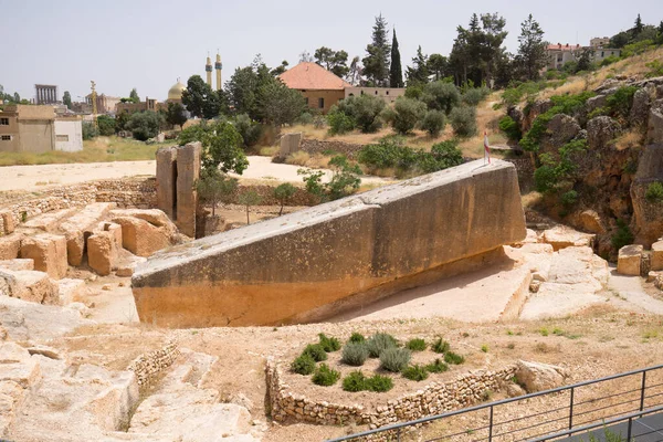 Ancienne Carrière Romaine Avec Monolithe Romain Inachevé Baalbek Liban Juin — Photo