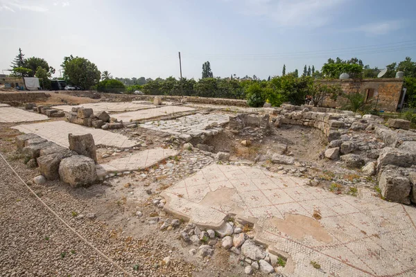 Mosaïques Romaines Temple Eshmun Ancien Lieu Culte Dédié Eshmun Dieu — Photo