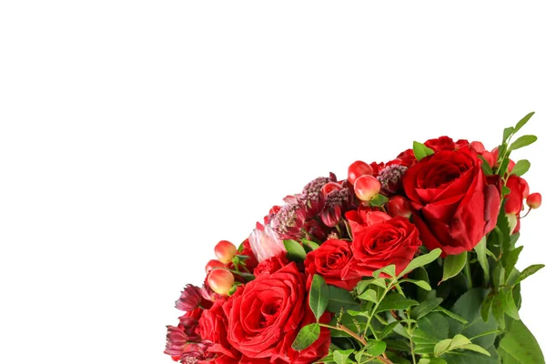 Цветы Букет роз изолированы на белом фоне. Top vie — стоковое фото