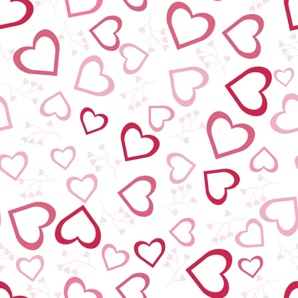 Valentine Day Seamless Vector Pattern Love Heart Shapes Pink Red — Stock Vector