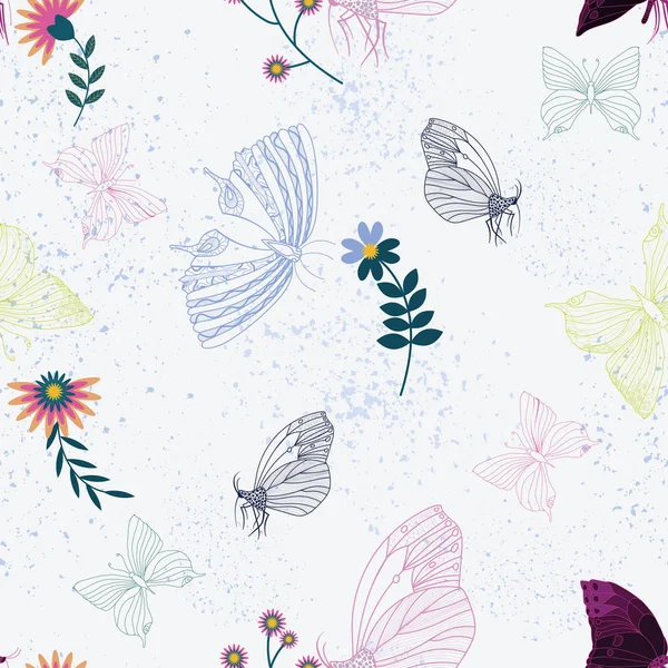 Modèle Style Folklorique Coloré Avec Des Fleurs Des Papillons Sur — Image vectorielle