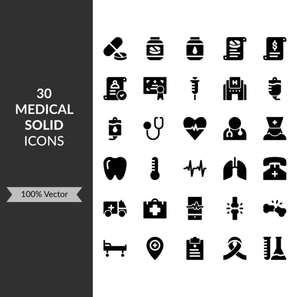 Medicinska Solid Ikoner För Sjukvård Symbol — Stock vektor