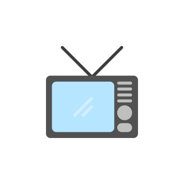 Eski düz televizyon ikonunun çizim vektörü grafiği. Tasarım tamamlayıcı elementler, kalıp tasarım nesneleri için mükemmel, vs..