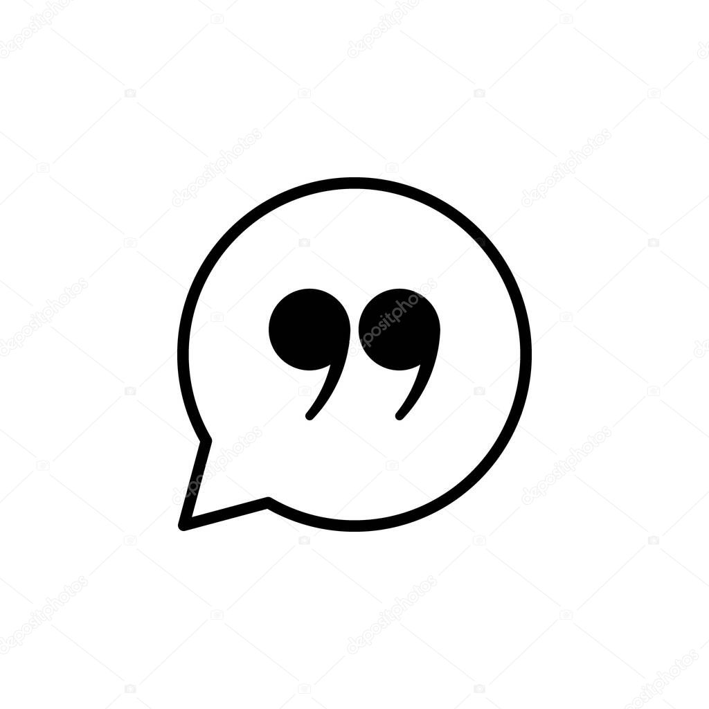 quote icon. quotation mark in bubble chat vector