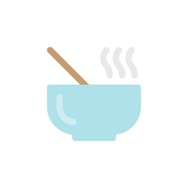 Sıcak yiyecek beyaz arkaplanda izole edilmiş kase simgesi