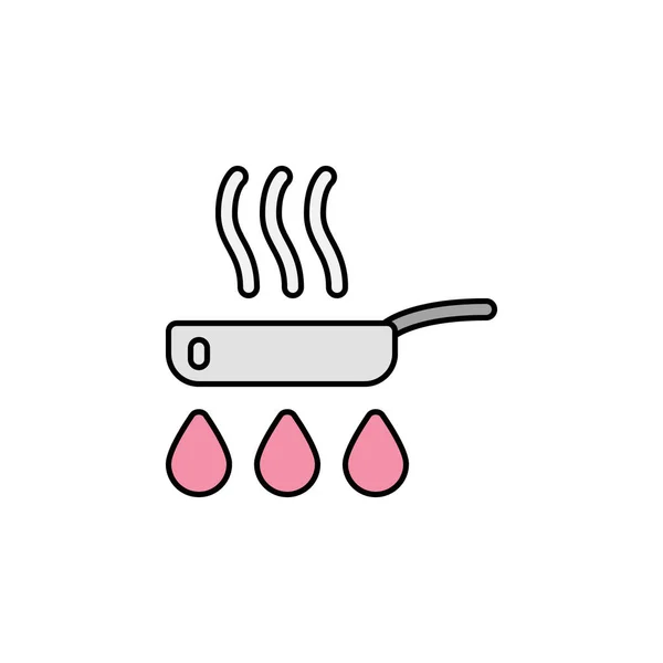 Koekenpan Pictogram Geïsoleerd Witte Achtergrond — Stockvector