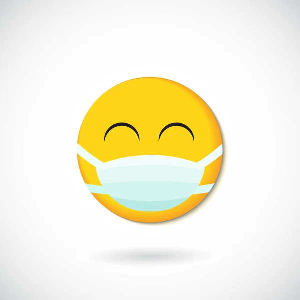 Tıbbi Maske Simgesi vektörüyle yuvarlak yüz. sosyal medya sohbet tepkileri için çizgi film baloncuğu ifadeleri, simge emoji karakteri şablonu.
