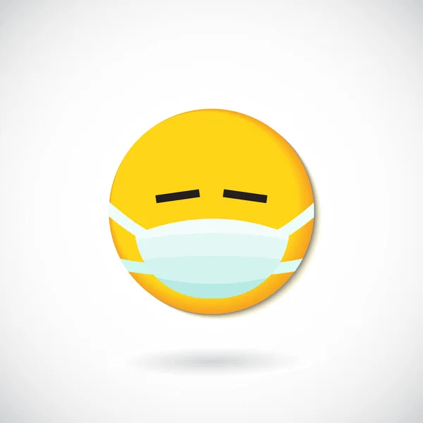 Viso Rotondo Con Vettore Icona Maschera Medica Emoticon Della Bolla — Vettoriale Stock