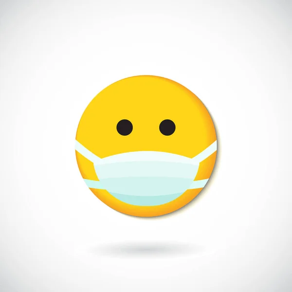 Tıbbi Maske Simgesi vektörüyle yuvarlak yüz. sosyal medya sohbet tepkileri için çizgi film baloncuğu ifadeleri, simge emoji karakteri şablonu.