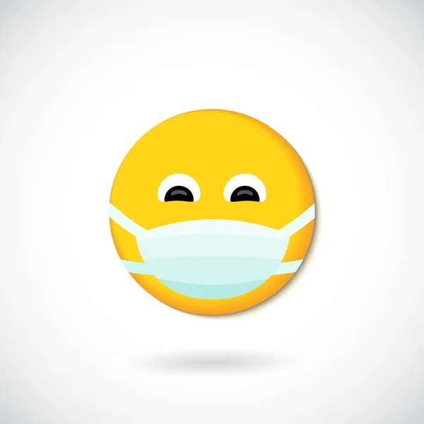 Tıbbi Maske Simgesi vektörüyle yuvarlak yüz. sosyal medya sohbet tepkileri için çizgi film baloncuğu ifadeleri, simge emoji karakteri şablonu.