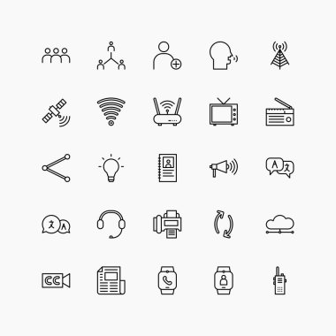 Herhangi bir amaç için iletişim simgeleri vektörü seti.