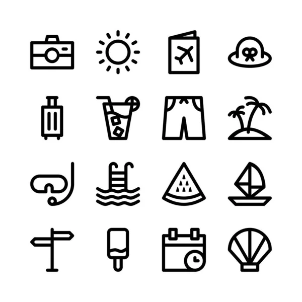 Conjunto Simple Ilustración Vectorial Icono Verano Contiene Iconos Sobre Las — Vector de stock