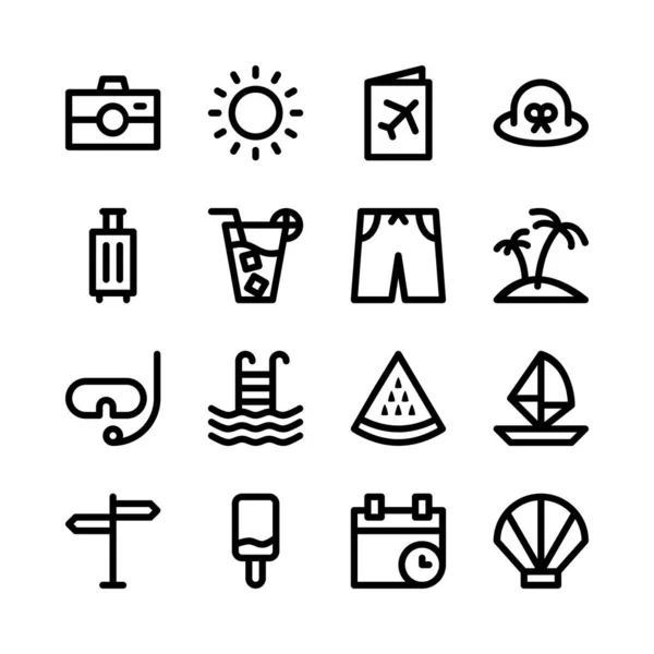 Einfache Reihe Von Sommer Icon Vektor Illustrationen Enthält Symbole Über Stockvektor