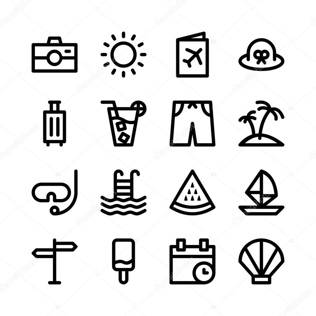 simple set of summer icon vector illustration. contains icons about summer holidays. perfect for any purposes.