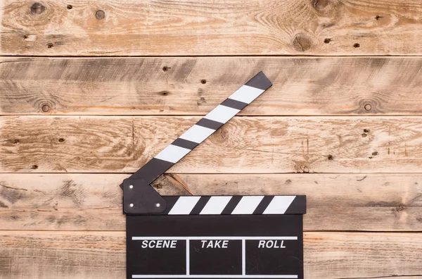 Clapperboard, storyboard on wood — Stock Photo, Image