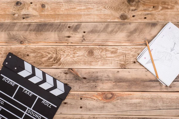 Movie clapper board and storyboard — Stock Photo, Image