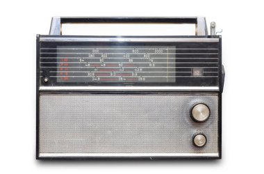 vintage eski radyo beyaz zemin üzerine izole