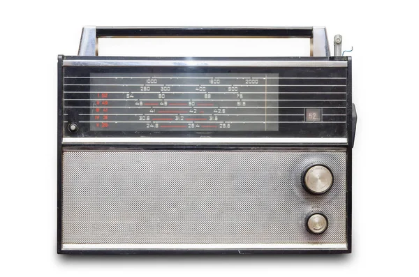 Vintage Gammel Radio Isoleret Hvid Baggrund - Stock-foto