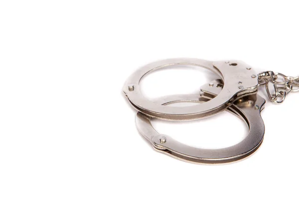 Die Handschellen Isoliert Auf Weiß — Stockfoto