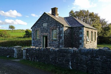 Ulster Halk Müzesi 'ndeki Ballydown Ulusal Okulu. Cultra, Kuzey İrlanda 16.10.2019