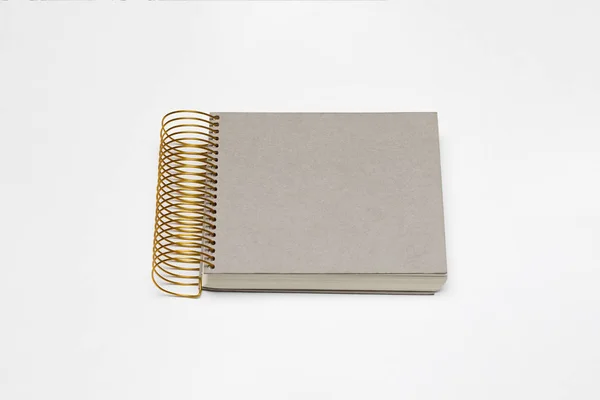 Blank Spiral Notebook Mockup Vit Bakgrund Högupplöst Foto — Stockfoto