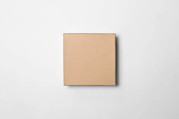 Brown Craft Paper Carton Box Lid Mockup Isolated White Background — Stock Photo, Image