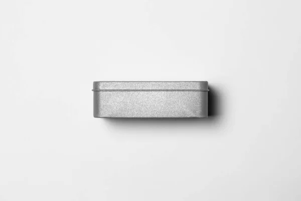 Empty Metal Box Mockup Isolated White Background Steel Container Accessory — Stock Photo, Image