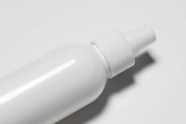 Cosmetic Hygiene Spray Dispenser Pump Plastic Bottle White Background Top — 스톡 사진