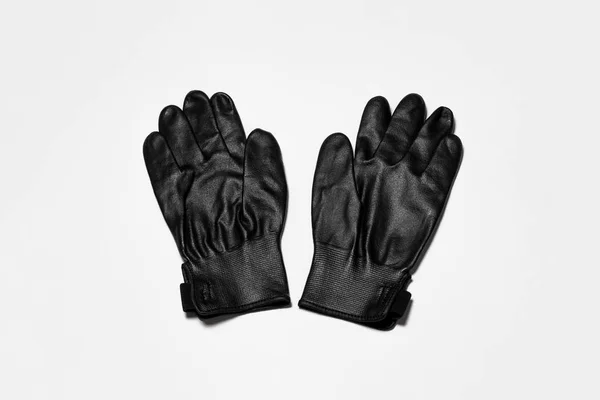 白い背景に隔離された黒革作業手袋 高解像度写真 — ストック写真