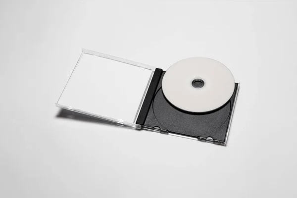 Open Compacte Plastic Disc Box Case Met Een Witte Geïsoleerde — Stockfoto