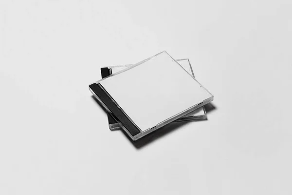 Sluit Compacte Plastic Schijfdoos Met Een Witte Geïsoleerde Blanco Voor — Stockfoto