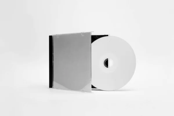 Open Compacte Plastic Disc Box Case Met Een Witte Geïsoleerde — Stockfoto