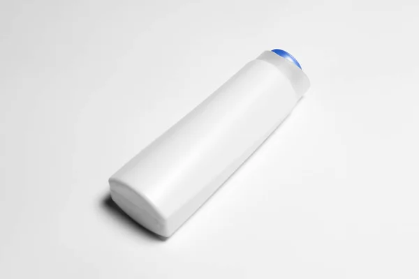 白色塑料洗发水瓶 顶部平整 为您的设计制作模板 高分辨率照片 顶视图 — 图库照片