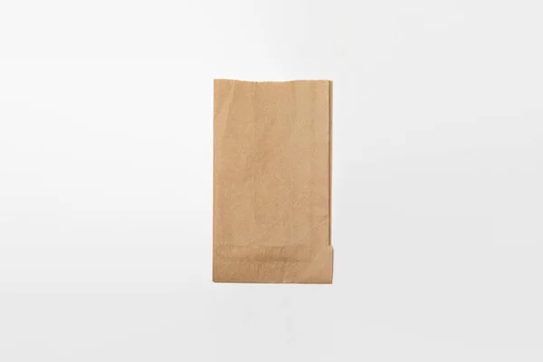 Sac Papier Brun Mockup Isolé Sur Fond Blanc Photo Haute — Photo