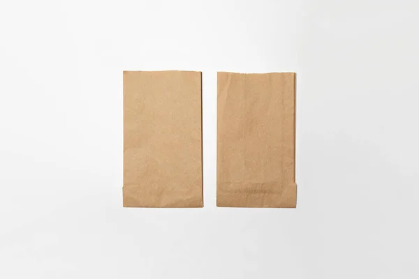 Brown Paper Bags Mockup Isolerad Vit Bakgrund Högupplöst Foto — Stockfoto