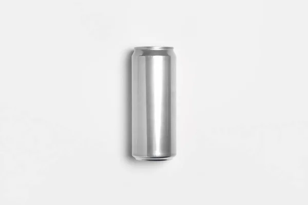 Aluminio Plata Soda Can Mock Aislado Sobre Fondo Gris Claro — Foto de Stock