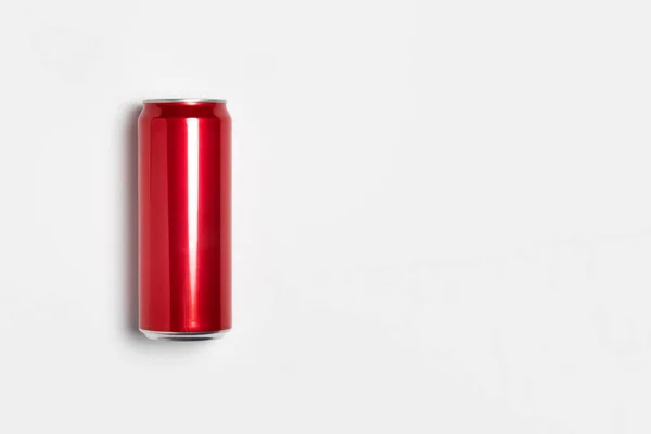 Aluminium Röd Läsk Kan Mock Isolerad Ljusgrå Bakgrund Högupplöst Foto — Stockfoto