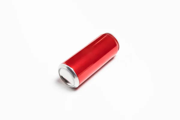 Aluminium Röd Läsk Kan Mock Isolerad Ljusgrå Bakgrund Högupplöst Foto — Stockfoto