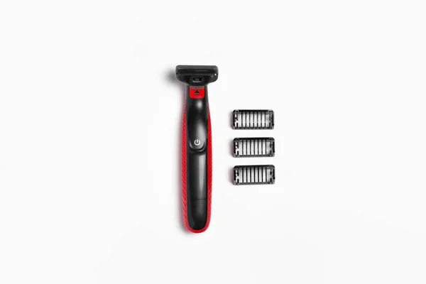 Battery Electric Shaver Man Isolated White Background Clipping Path High — 스톡 사진