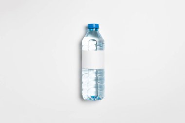 Beyaz arka planda izole edilmiş boş etiketli soda şişesi modeli. Yüksek çözünürlüklü fotoğraf..