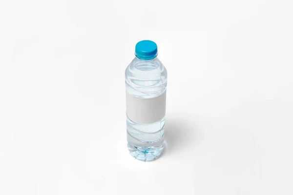 Soda Water Bottle Mockup Met Blanco Label Geïsoleerd Witte Achtergrond — Stockfoto