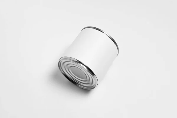 White Blank Tin Can Canned Food Ready Your Design Real — Stock Photo, Image