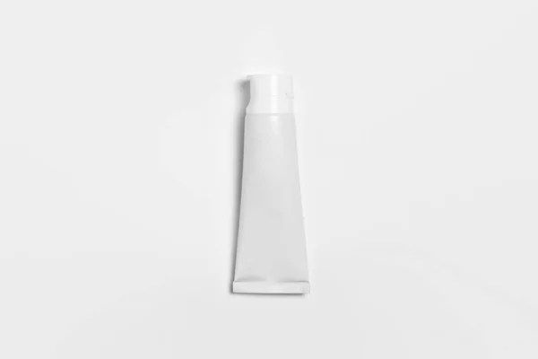Blanco Cosmetische Tube Pack Mockup Cream Gel Geïsoleerd Witte Achtergrond — Stockfoto