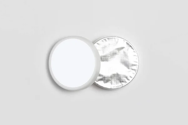 Bovenaanzicht Van Blanco Cosmetica Pot Mockup Geïsoleerd Witte Achtergrond Verpakking — Stockfoto