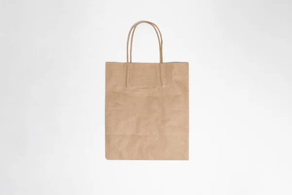 Shopping Bag Carta Riciclata Mockup Sfondo Bianco Foto Alta Risoluzione — Foto Stock