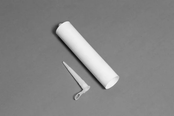 Silicone Sealant Mock Gray Background High Resolution Photo — Stock Photo, Image